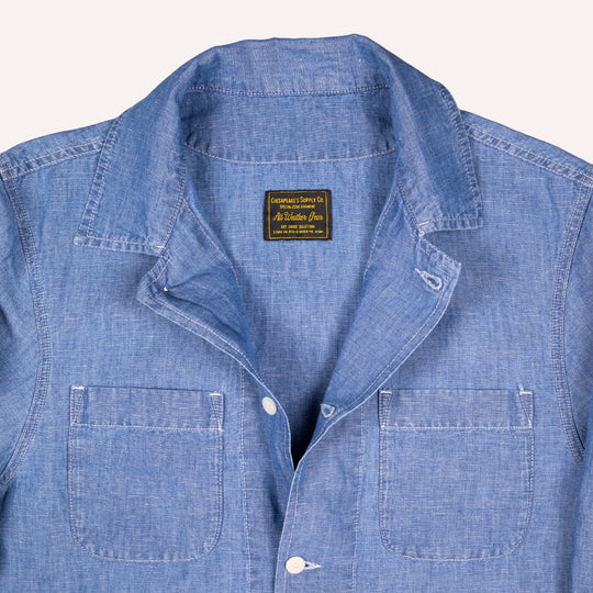Light Blue Hemp Chambray Denim Work Jacket