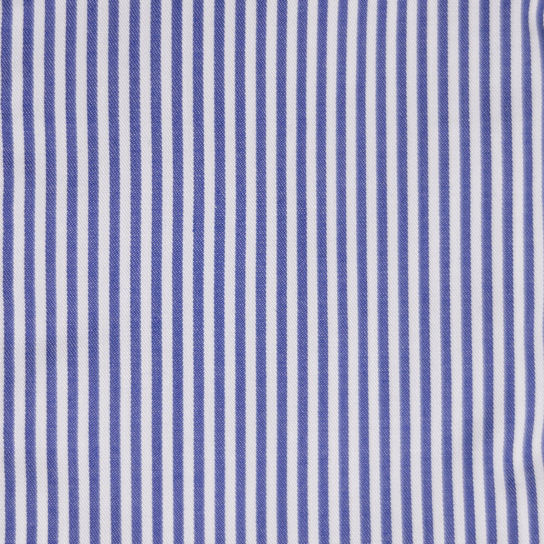 Navy & White Striped Semi Cutaway Cotton Poplin Shirt
