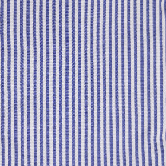 Navy & White Striped Semi Cutaway Cotton Poplin Shirt