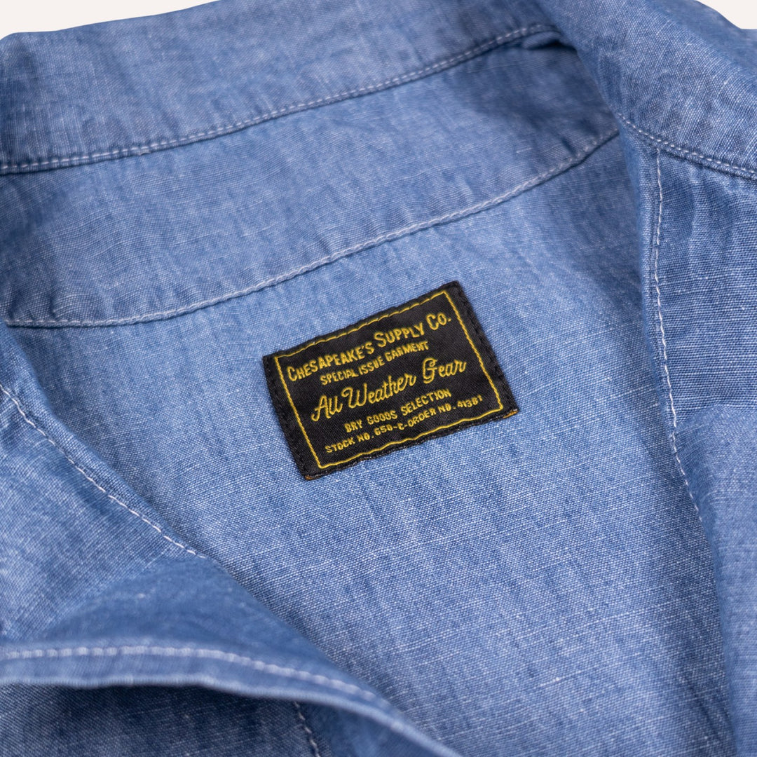 Light Blue Hemp Chambray Denim Work Jacket