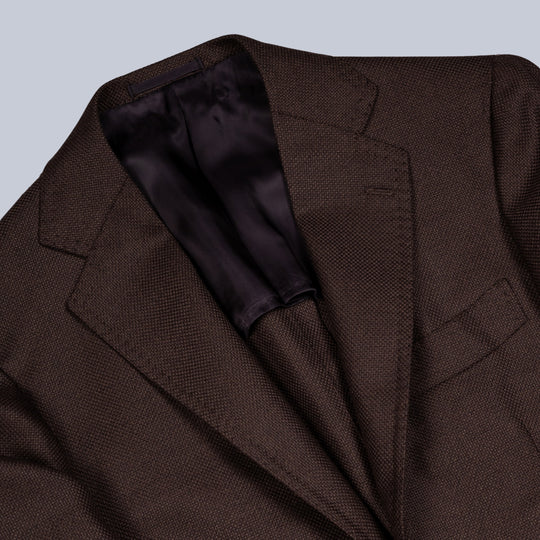Brown Hopsack Wool Blazer
