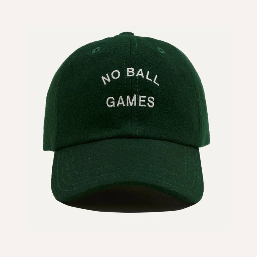 Green 'No Ball Games' Merino Wool Baseball Cap