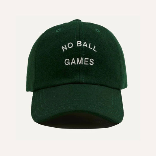 Green 'No Ball Games' Merino Wool Baseball Cap