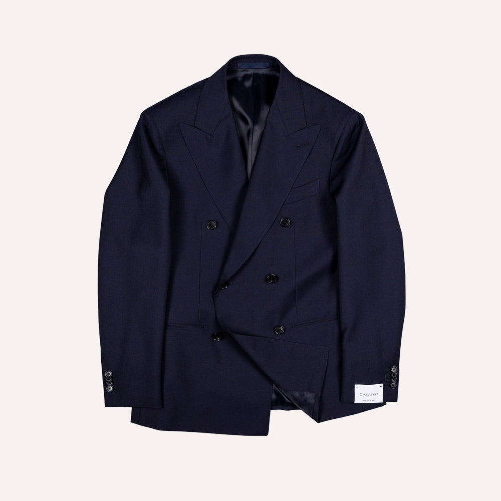 Navy Wool Mohair Double Breasted Suit