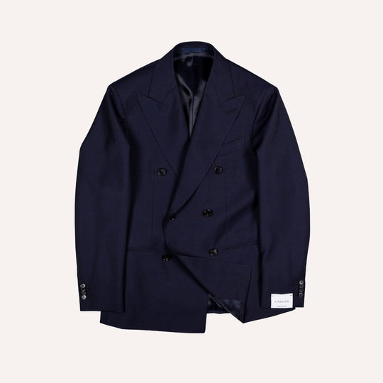 Navy Wool Mohair Double Breasted Suit