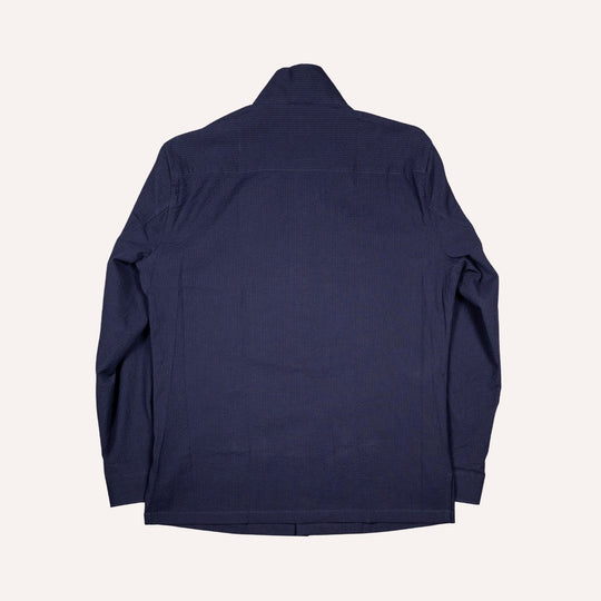 Navy Seersucker Mandarin Nehru Jacket