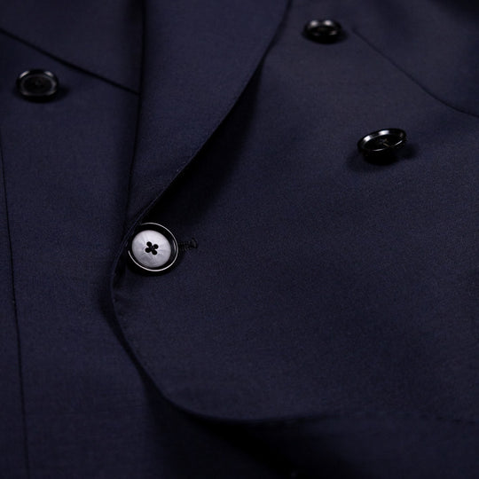 Navy Wool Mohair Double Breasted Suit