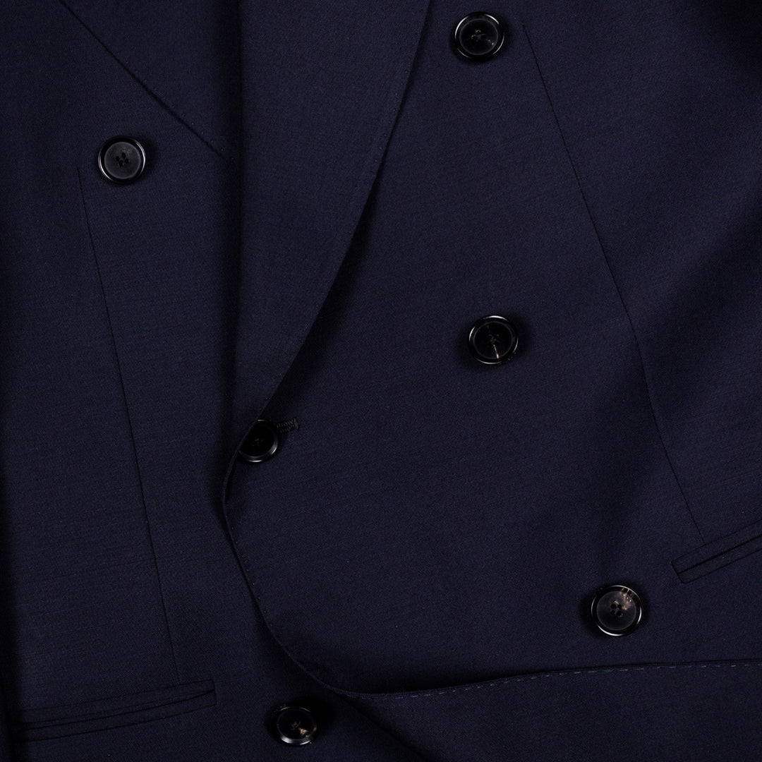 Navy Wool Mohair Double Breasted Suit