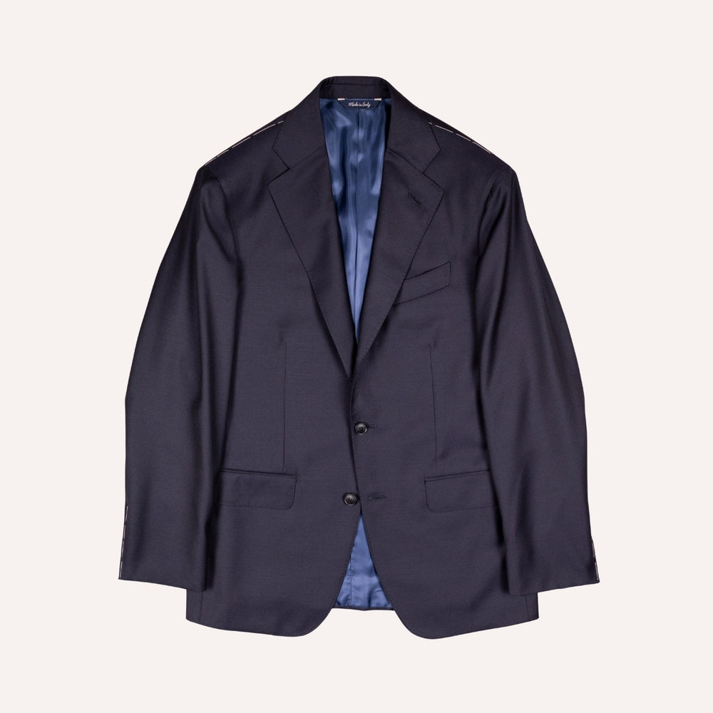 Midnight Blue S130 Twill Wool Suit - Green Line