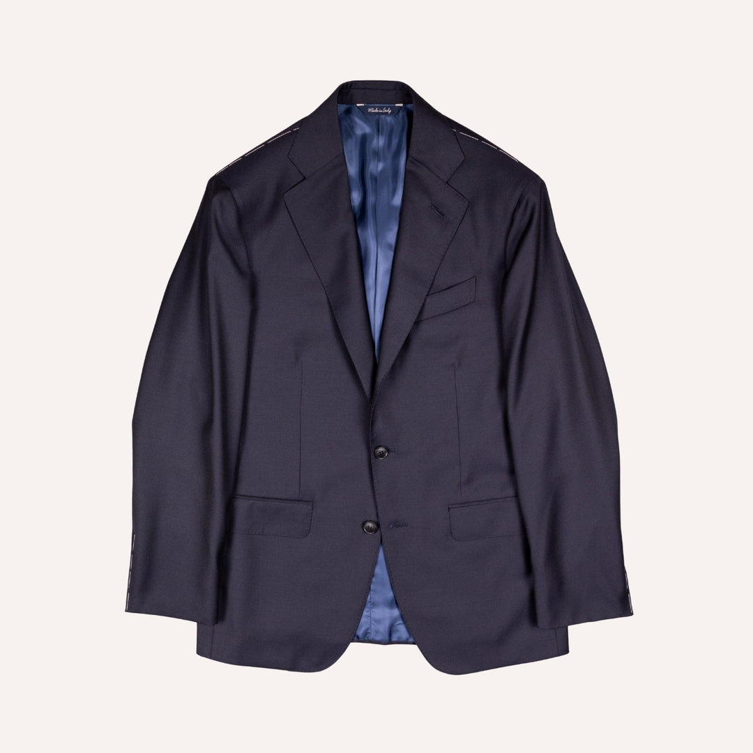 Midnight Blue S130 Twill Wool Suit - Green Line