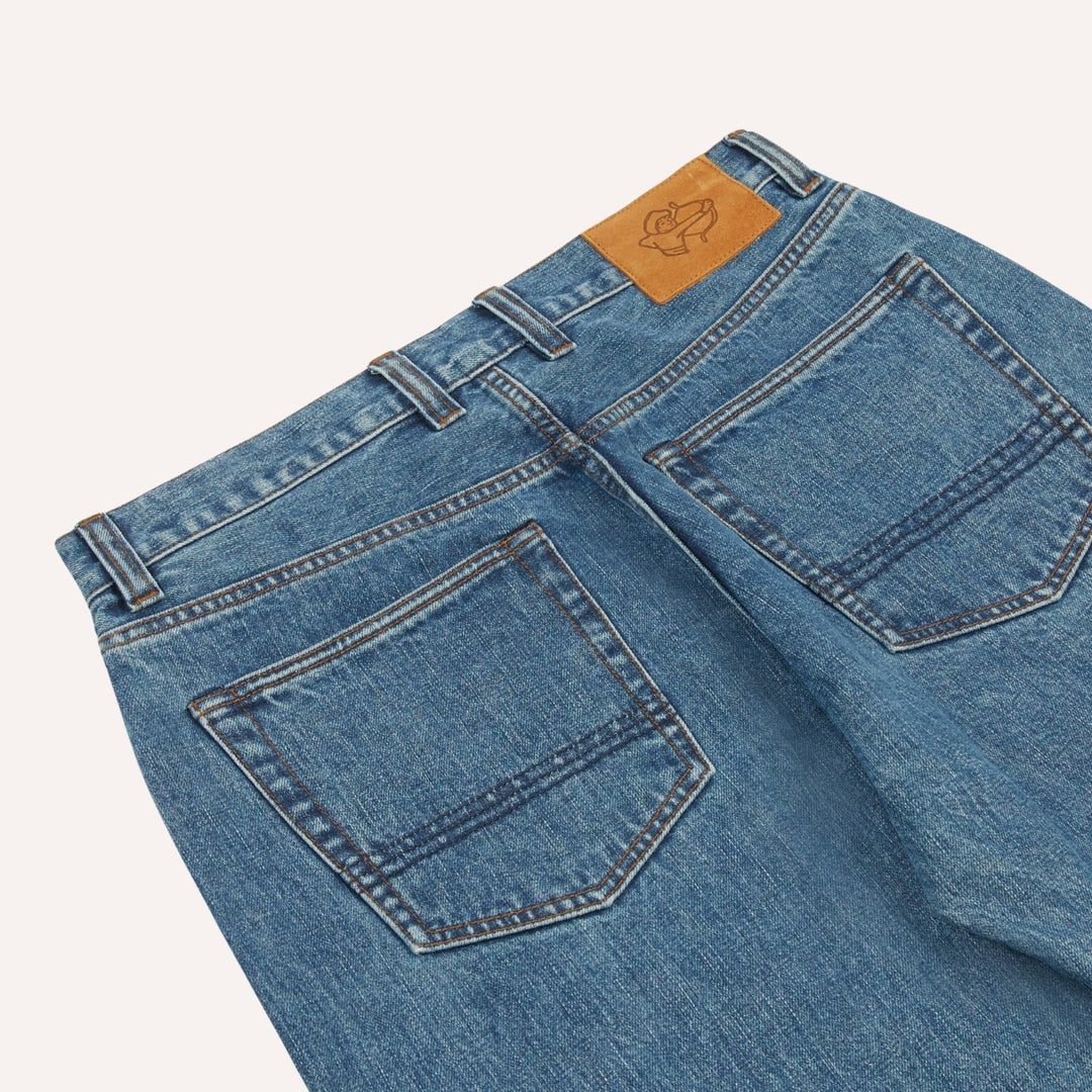 Bleach Wash Japanese Selvedge Denim Five-Pocket Jeans
