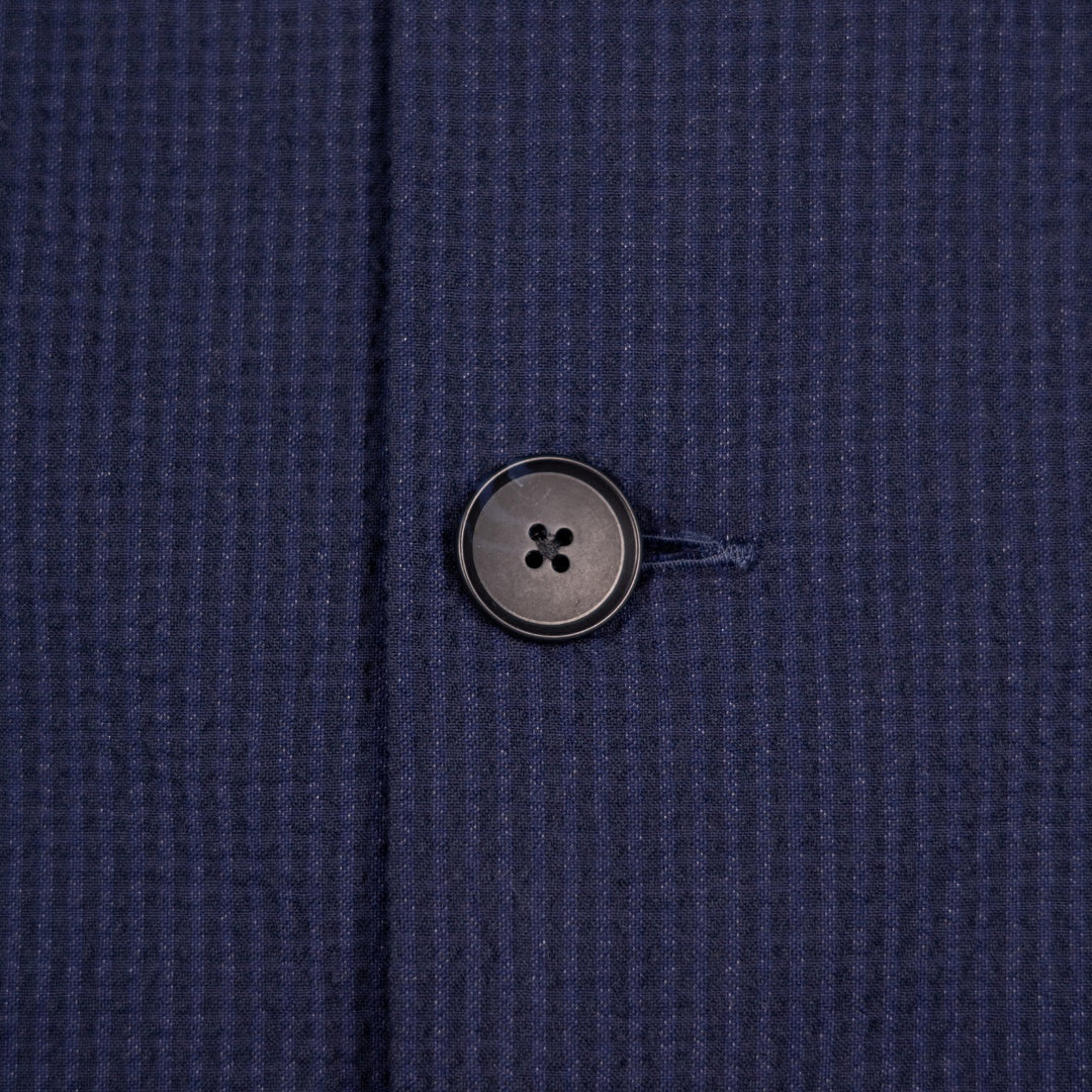 Navy Seersucker Mandarin Nehru Jacket
