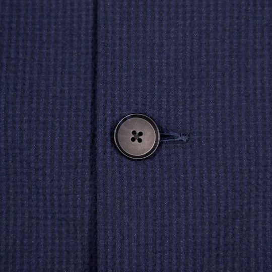 Navy Seersucker Mandarin Nehru Jacket