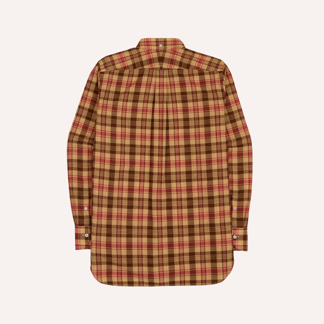 Red & Brown Madras Check Cotton Button-Down Shirt