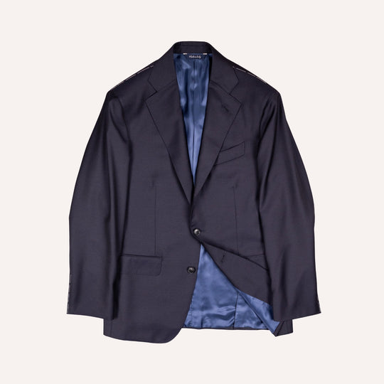 Midnight Blue S130 Twill Wool Suit - Green Line