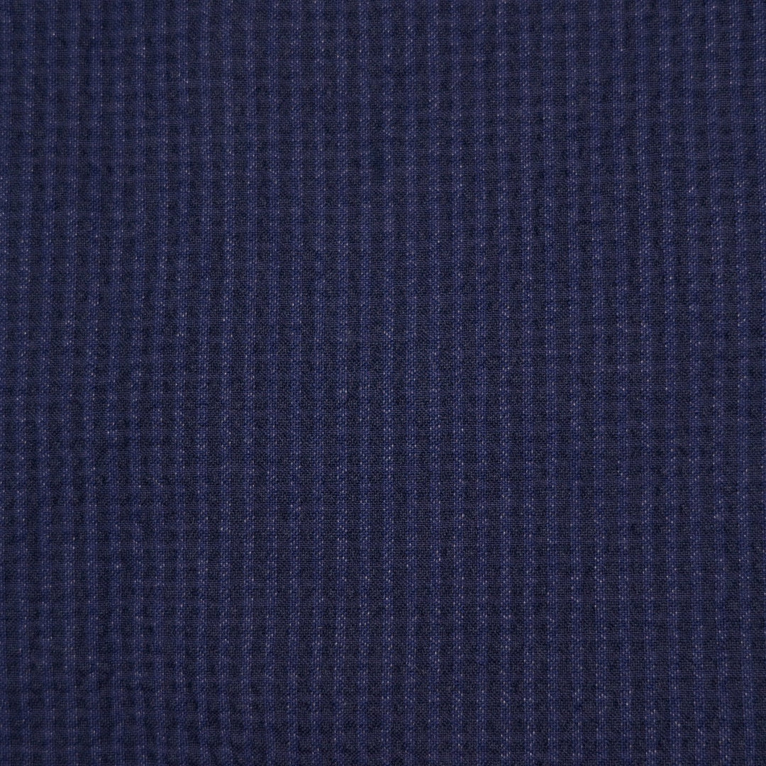 Navy Seersucker Mandarin Nehru Jacket