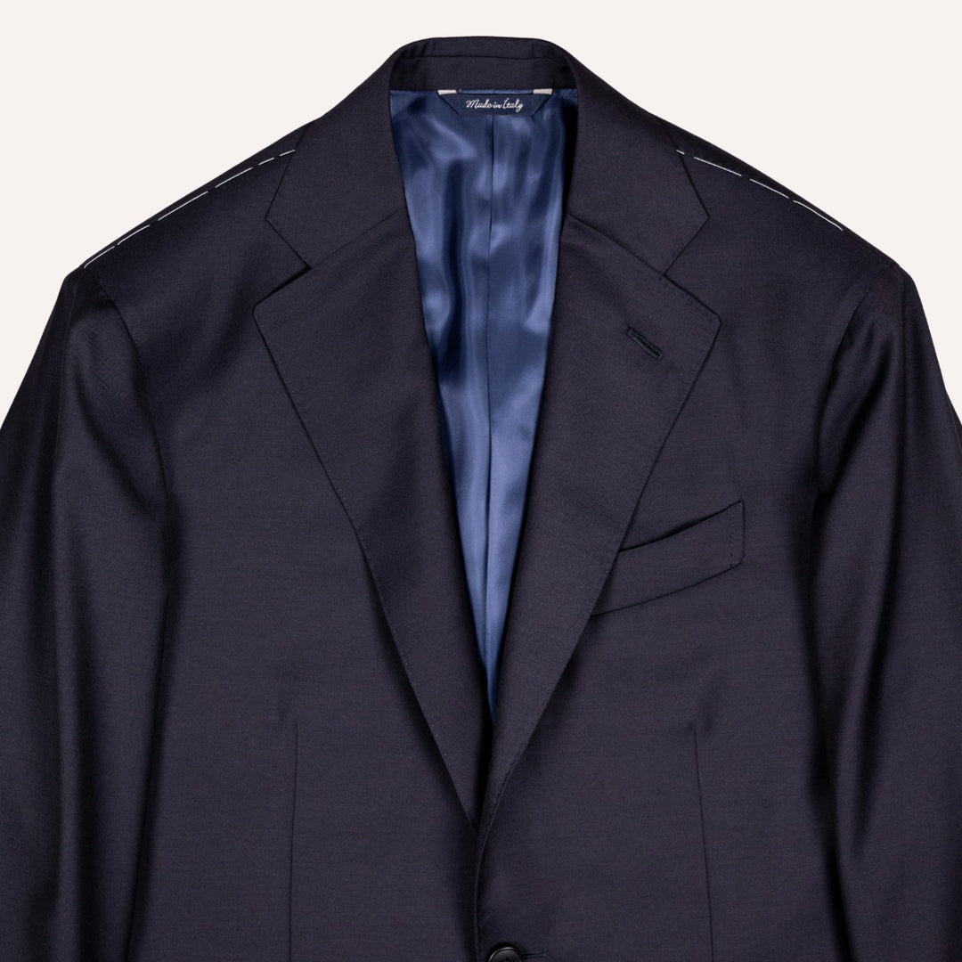 Midnight Blue S130 Twill Wool Suit - Green Line