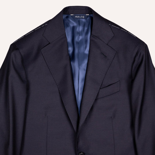Midnight Blue S130 Twill Wool Suit - Green Line