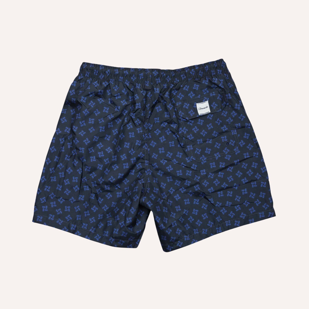 Navy Blue Printed Swim Shorts