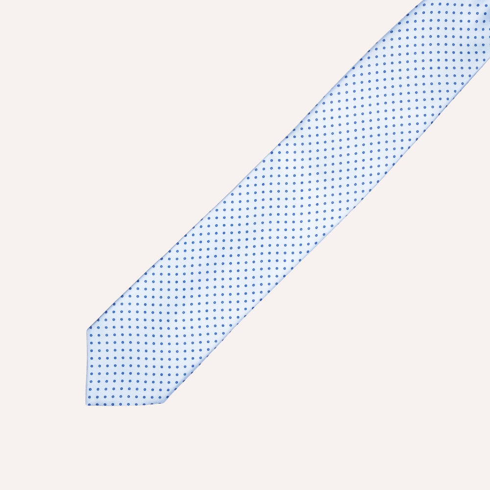 Light Blue & Navy Dots Silk Tie