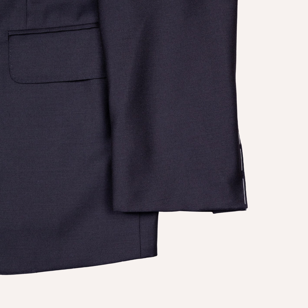 Midnight Blue S130 Twill Wool Suit - Green Line
