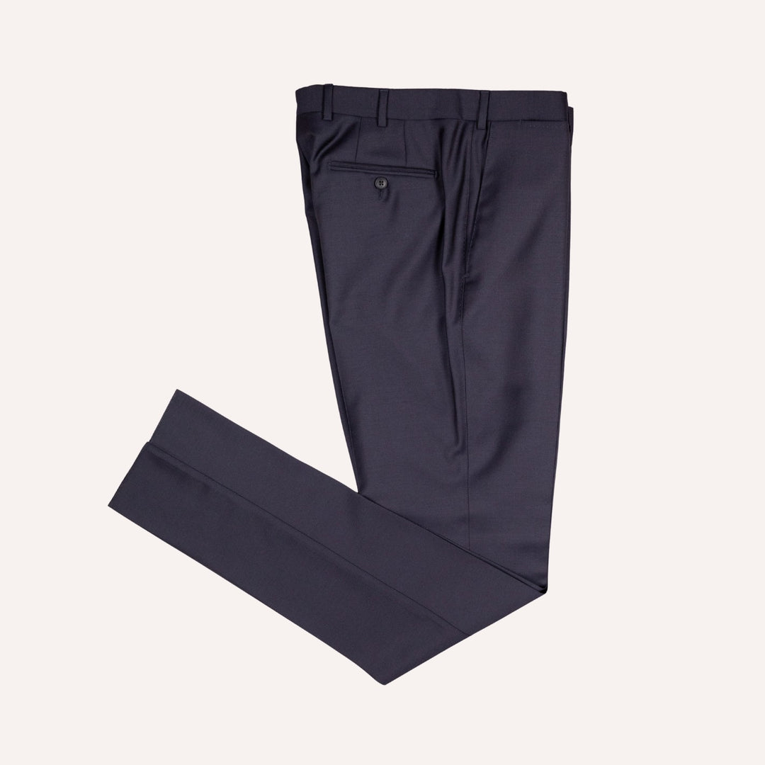 Midnight Blue S130 Twill Wool Suit - Green Line