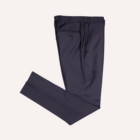 Midnight Blue S130 Twill Wool Suit - Green Line