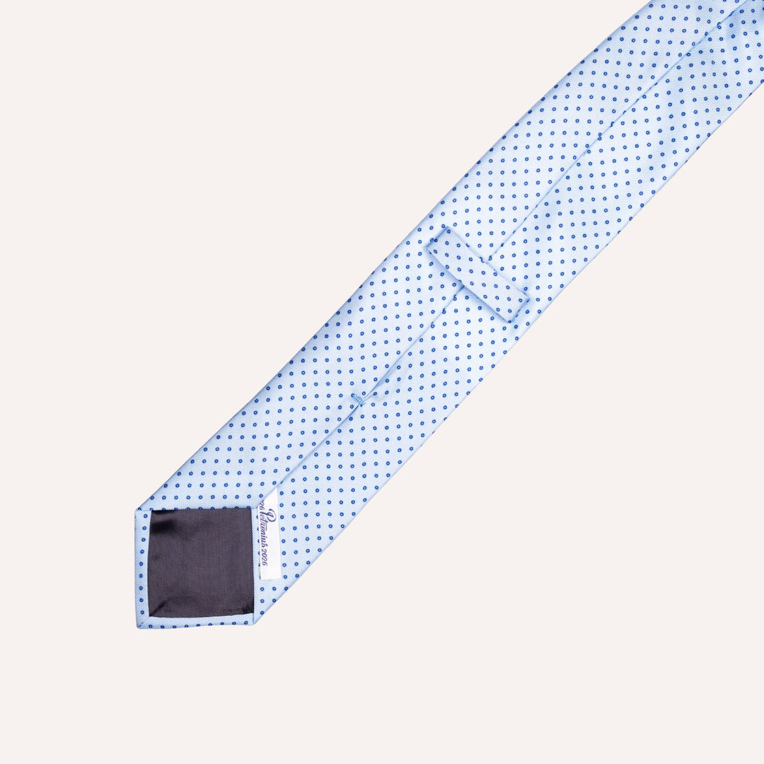 Light Blue & Navy Dots Silk Tie