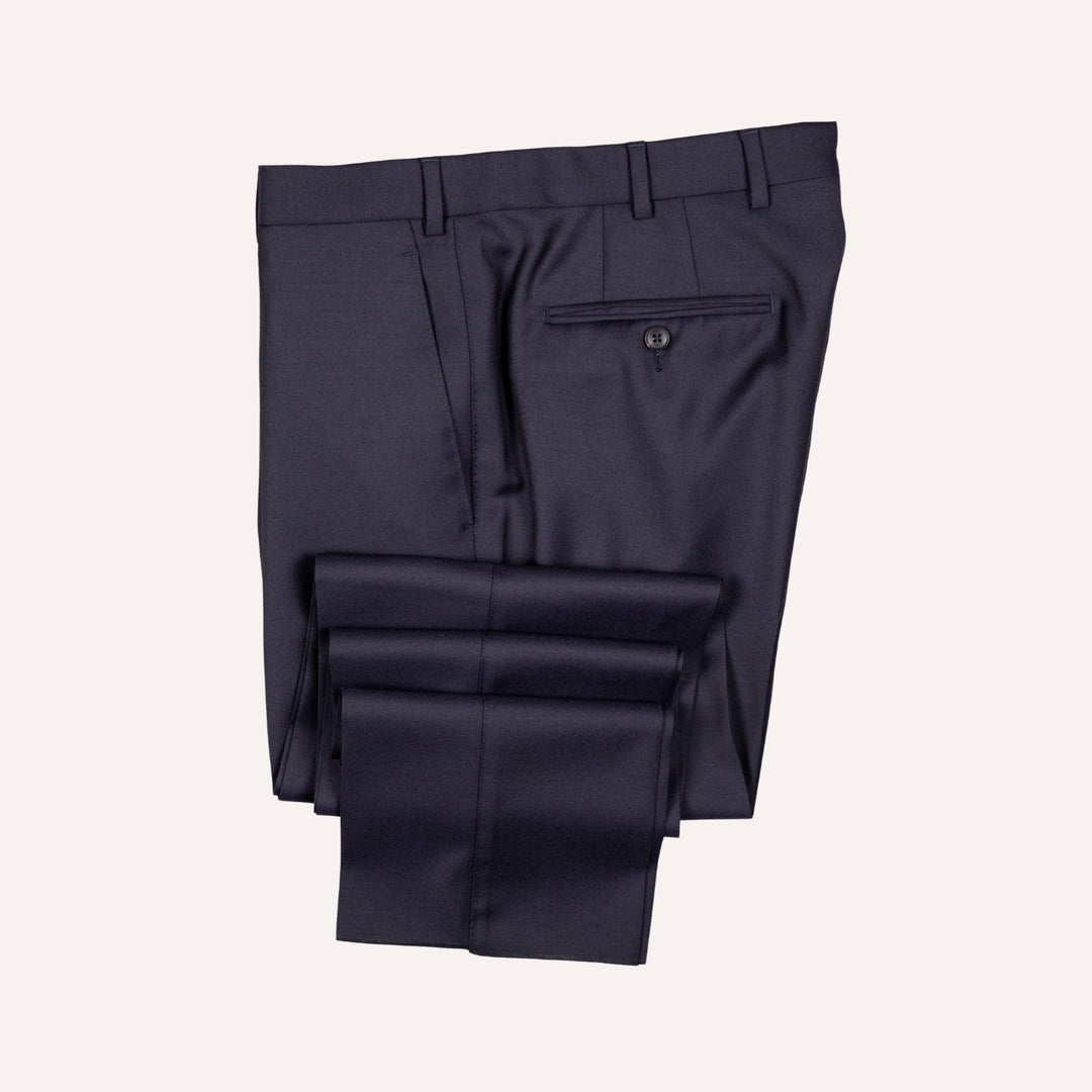 Midnight Blue S130 Twill Wool Suit - Green Line