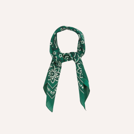 Green Paisley Print Cotton Bandana