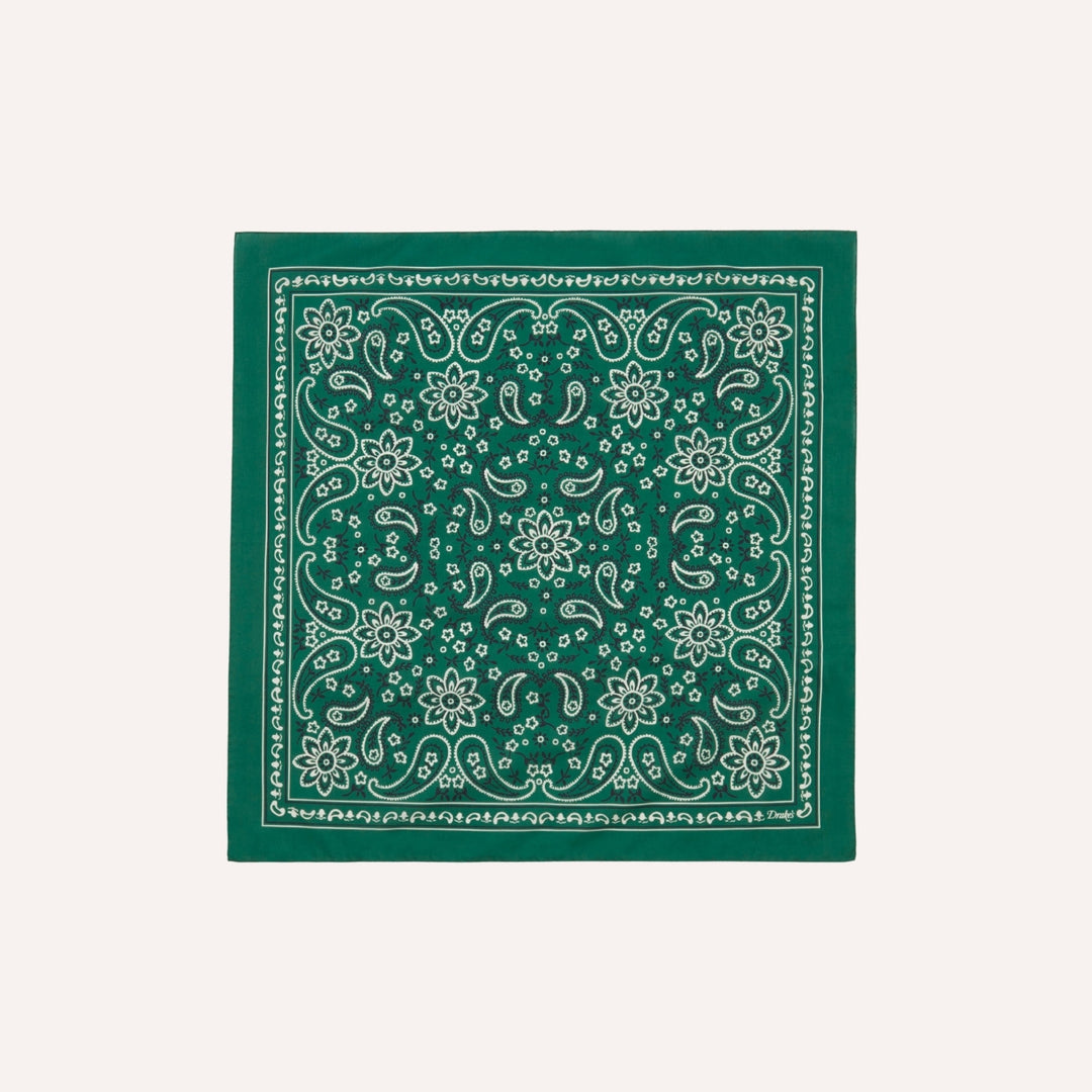 Green Paisley Print Cotton Bandana
