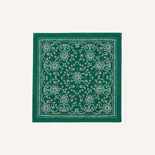 Green Paisley Print Cotton Bandana