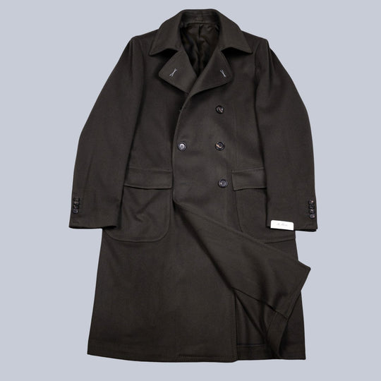 Green Wool Cashmere Double Breasted Peacoat