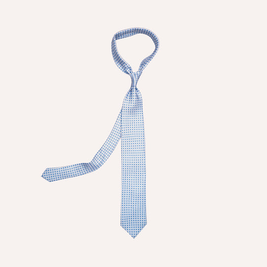 Light Blue Micro Medallion Flower Pattern Silk Tie