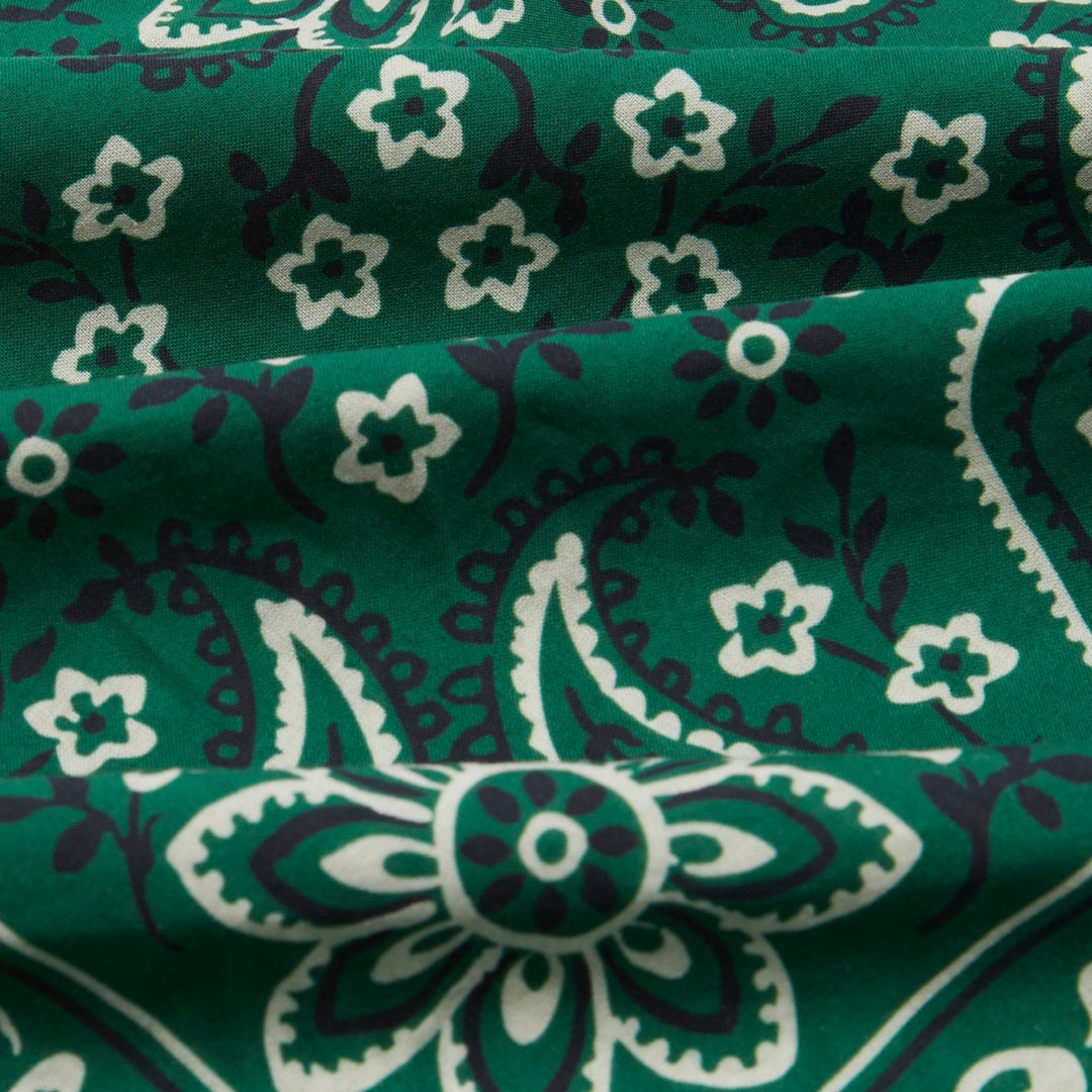 Green Paisley Print Cotton Bandana