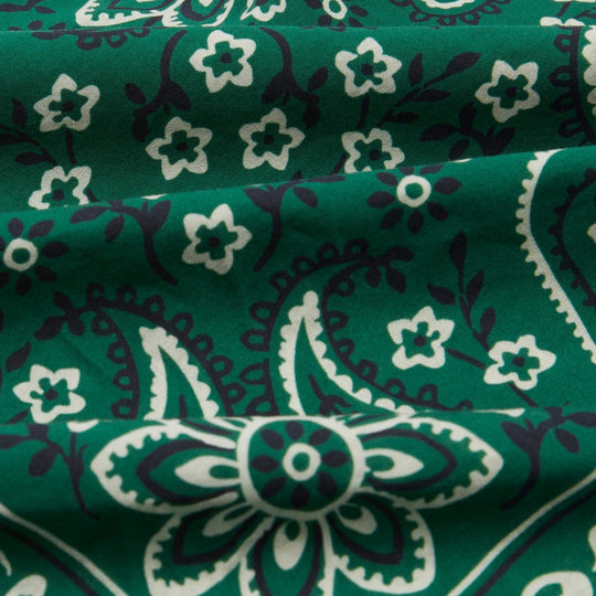 Green Paisley Print Cotton Bandana