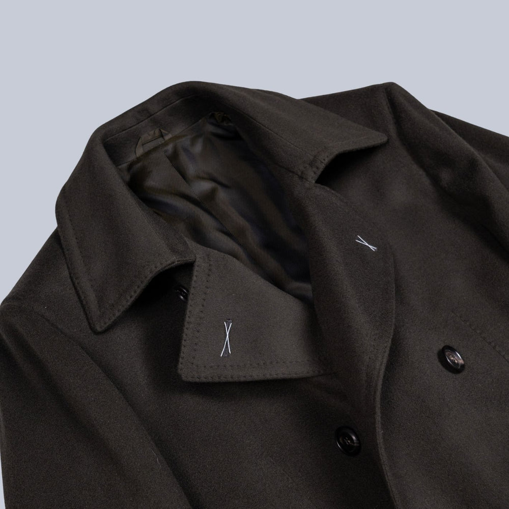 Green Wool Cashmere Double Breasted Peacoat