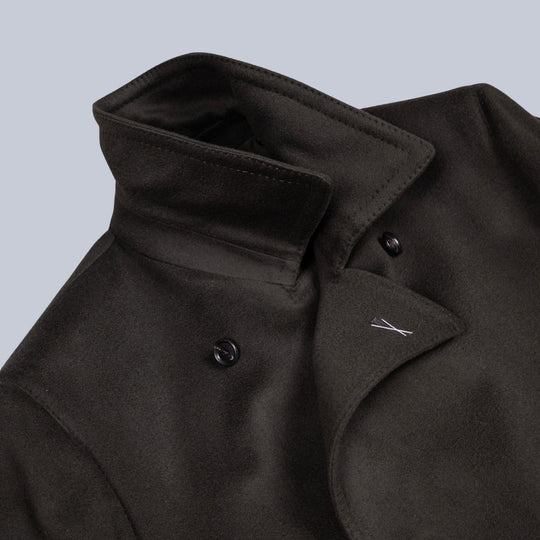 Green Wool Cashmere Double Breasted Peacoat