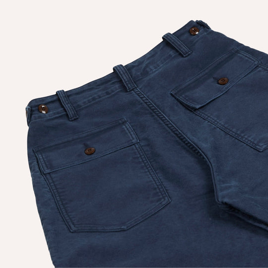 Washed Navy Moleskin Fatigue Trouser