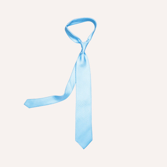 Turquoise Micro Flower Pattern Silk Tie