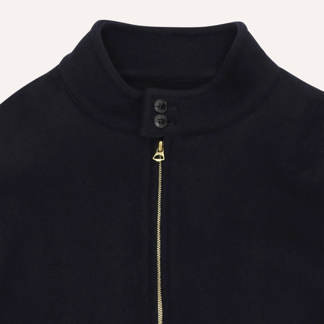 Navy Wool Unlined Harrington Jacket - Regular Fit