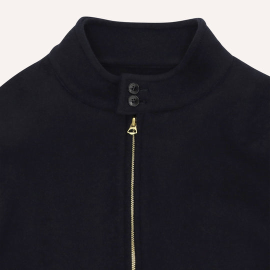 Navy Wool Unlined Harrington Jacket - Regular Fit