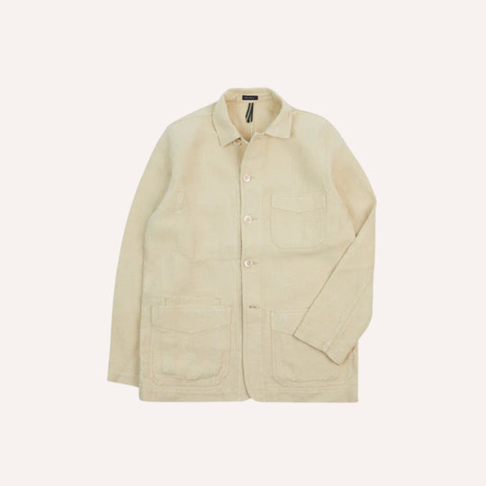 Ecru Linen Five-Pocket Chore Jacket