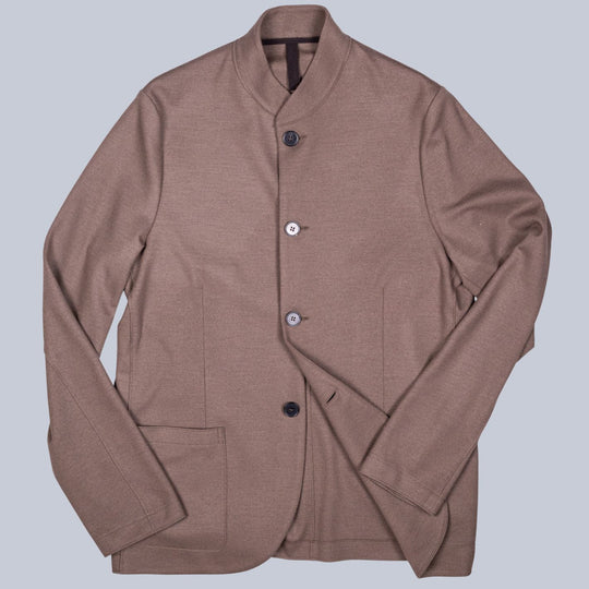 Taupe Superfine Merino Wool Nehru Jacket