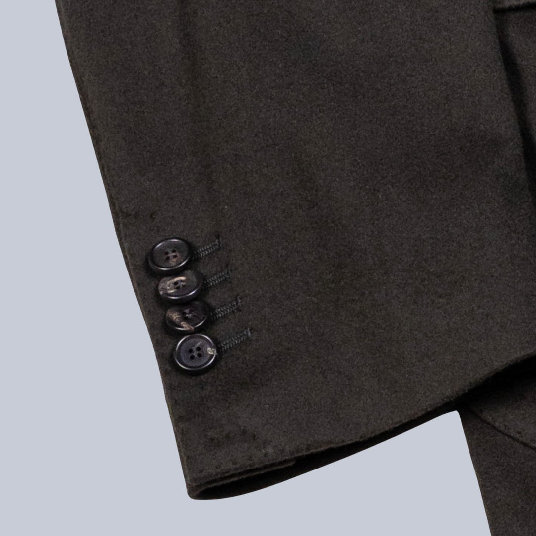 Green Wool Cashmere Double Breasted Peacoat