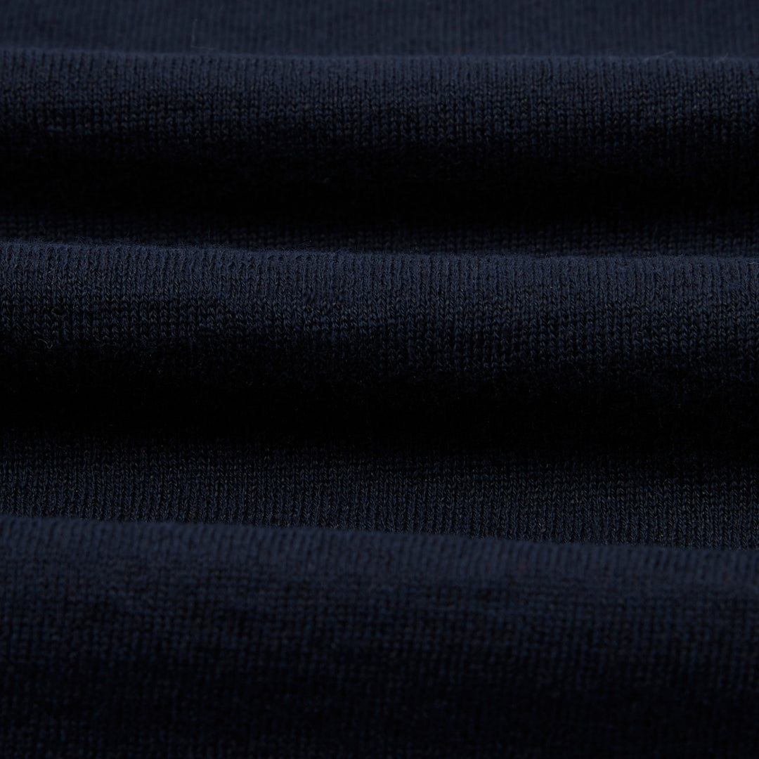 Navy Knitted Linen-Cotton Short-Sleeve Polo Shirt
