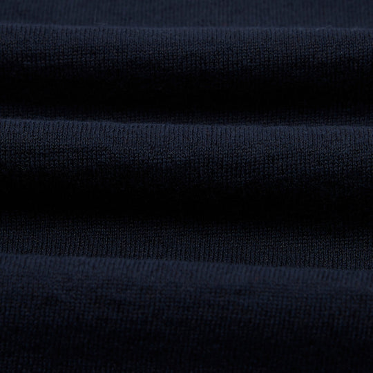 Navy Knitted Linen-Cotton Short-Sleeve Polo Shirt