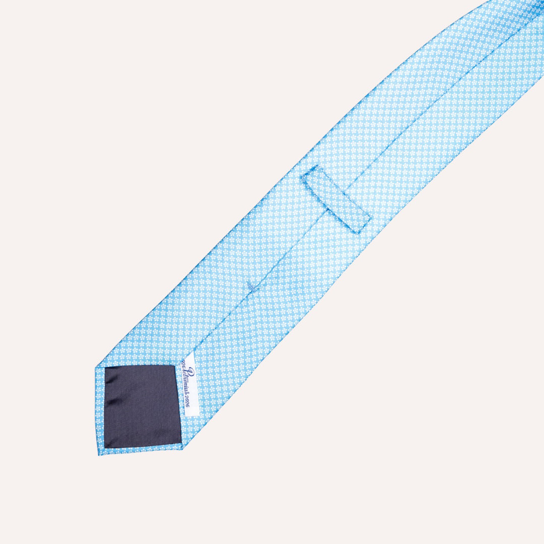 Turquoise Micro Flower Pattern Silk Tie