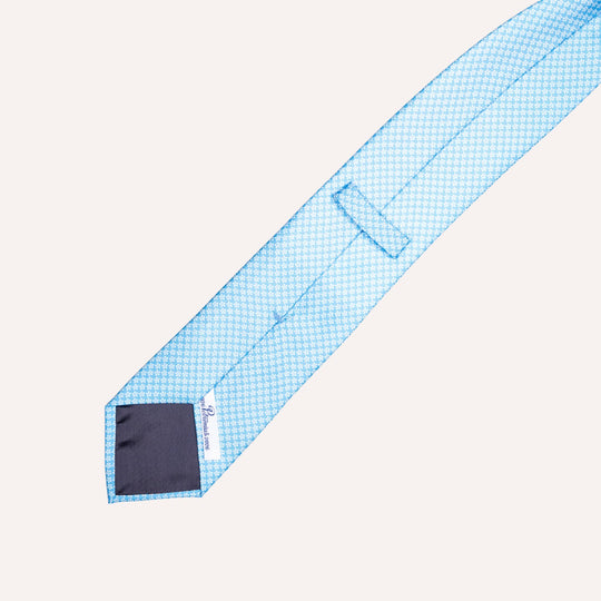 Turquoise Micro Flower Pattern Silk Tie