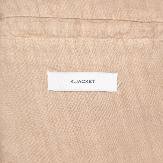 Khaki Beige Washed Linen Double-Breasted Blazer
